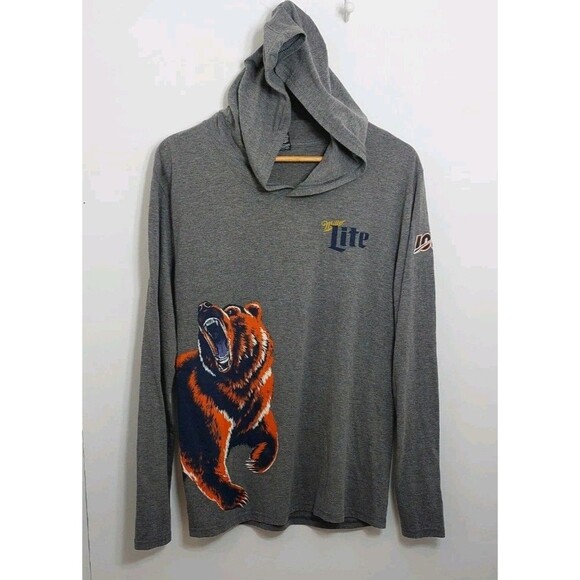 Miller Lite Chicago Bears Collab Adult Size Small Hooded Pullover Shirt Top - Picture 2 of 11